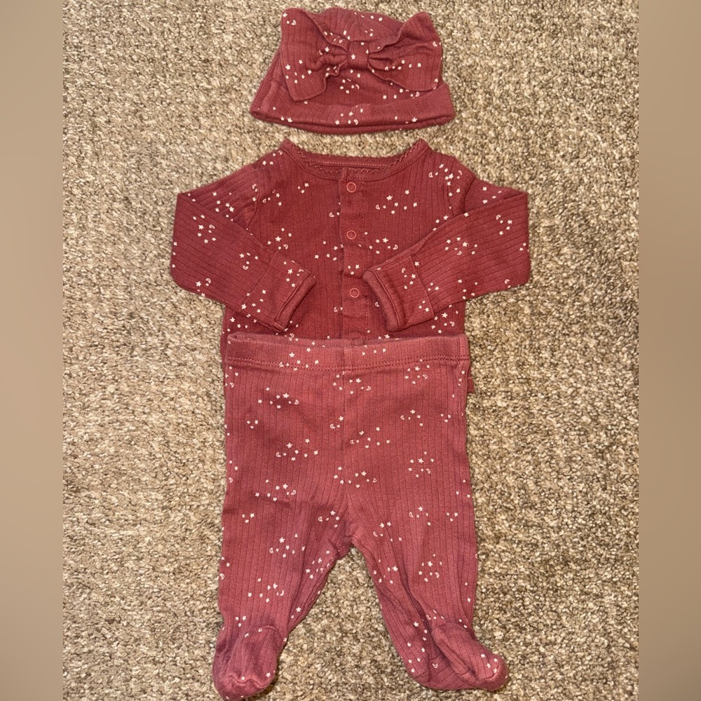 Gerber Burgundy Baby Footie Set with Hat